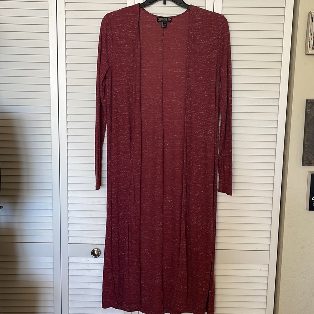 Forever21+ Maxi slits Cardigan women plus sizes US 1X maroon/burgundy